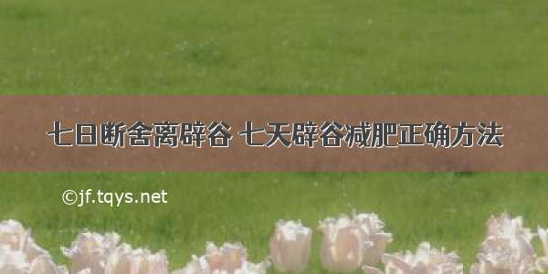 七日断舍离辟谷 七天辟谷减肥正确方法