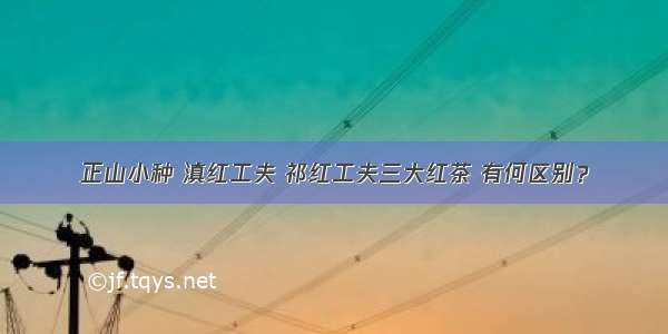 正山小种 滇红工夫 祁红工夫三大红茶 有何区别？