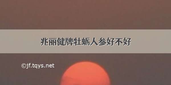 兆丽健牌牡蛎人参好不好