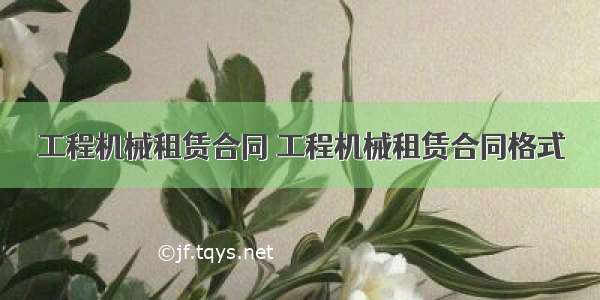 工程机械租赁合同 工程机械租赁合同格式