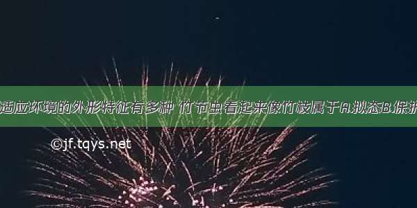 单选题生物适应环境的外形特征有多种 竹节虫看起来像竹枝属于A.拟态B.保护色C.警戒色