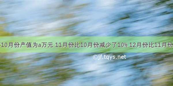 某企业去年10月份产值为a万元 11月份比10月份减少了10% 12月份比11月份增加了15% 