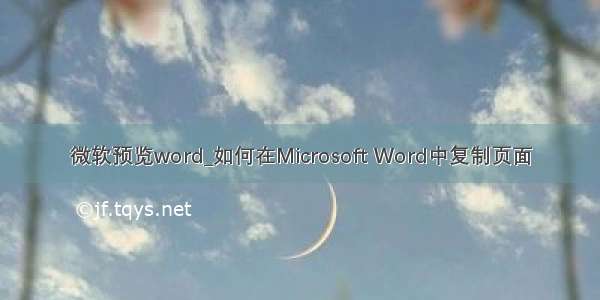微软预览word_如何在Microsoft Word中复制页面