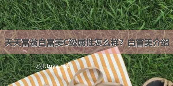 天天富翁白富美C级属性怎么样？白富美介绍