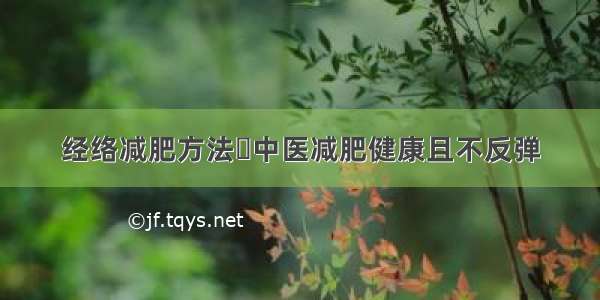 经络减肥方法	中医减肥健康且不反弹