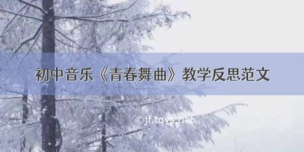 初中音乐《青春舞曲》教学反思范文