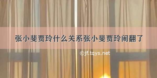 张小斐贾玲什么关系张小斐贾玲闹翻了