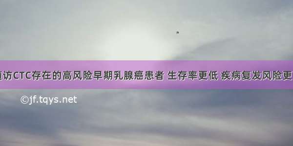 随访CTC存在的高风险早期乳腺癌患者 生存率更低 疾病复发风险更高