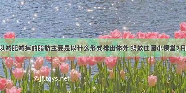 跳街舞可以减肥减掉的脂肪主要是以什么形式排出体外 蚂蚁庄园小课堂7月19日答案