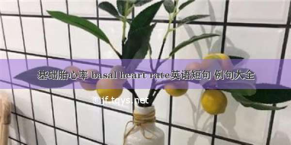 基础胎心率 basal heart rate英语短句 例句大全