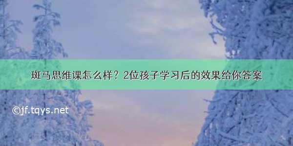 斑马思维课怎么样？2位孩子学习后的效果给你答案