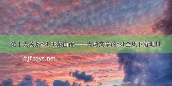 论十大关系txt 王蒙自传——大块文章的txt全集下载地址