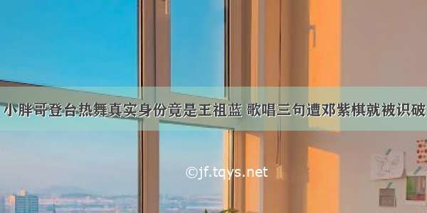 小胖哥登台热舞真实身份竟是王祖蓝 歌唱三句遭邓紫棋就被识破