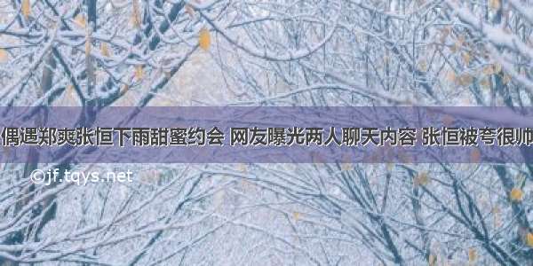 偶遇郑爽张恒下雨甜蜜约会 网友曝光两人聊天内容 张恒被夸很帅