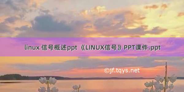 linux 信号概述ppt 《LINUX信号》PPT课件.ppt