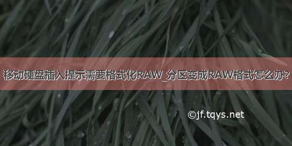 移动硬盘插入提示需要格式化RAW_分区变成RAW格式怎么办？