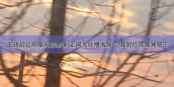 王诗龄近照曝光却惹争议 网友吐槽太胖了 真的应该减减肥了