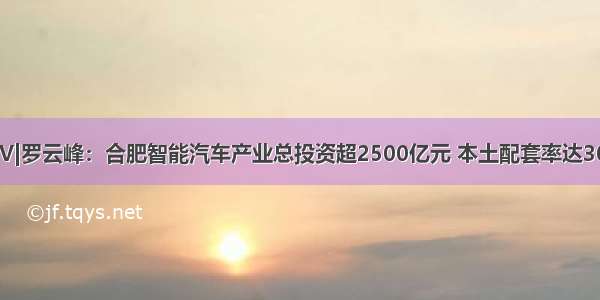 GIV|罗云峰：合肥智能汽车产业总投资超2500亿元 本土配套率达30%