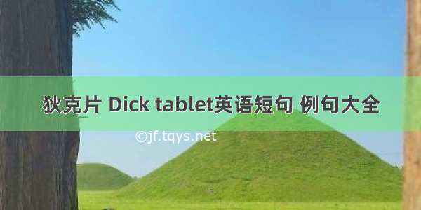 狄克片 Dick tablet英语短句 例句大全