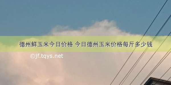 德州鲜玉米今日价格 今日德州玉米价格每斤多少钱