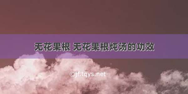 无花果根 无花果根炖汤的功效