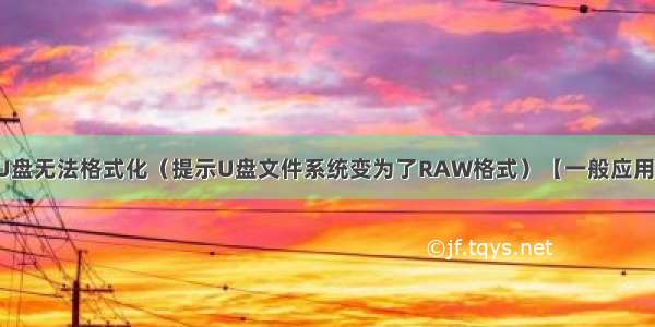 U盘无法格式化（提示U盘文件系统变为了RAW格式）【一般应用】