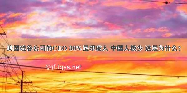 美国硅谷公司的CEO 30%是印度人 中国人极少 这是为什么？