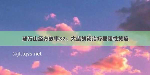 郝万山经方故事32：大柴胡汤治疗梗阻性黄疸