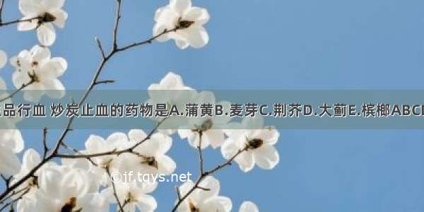 生品行血 炒炭止血的药物是A.蒲黄B.麦芽C.荆芥D.大蓟E.槟榔ABCDE