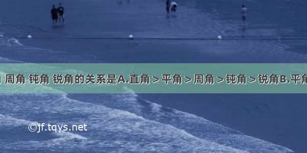 直角 平角 周角 钝角 锐角的关系是A.直角＞平角＞周角＞钝角＞锐角B.平角＞周角＞